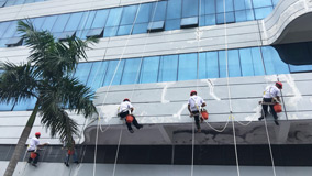 湖南郴州萬寶國際新樓盤外墻真石漆施工案例